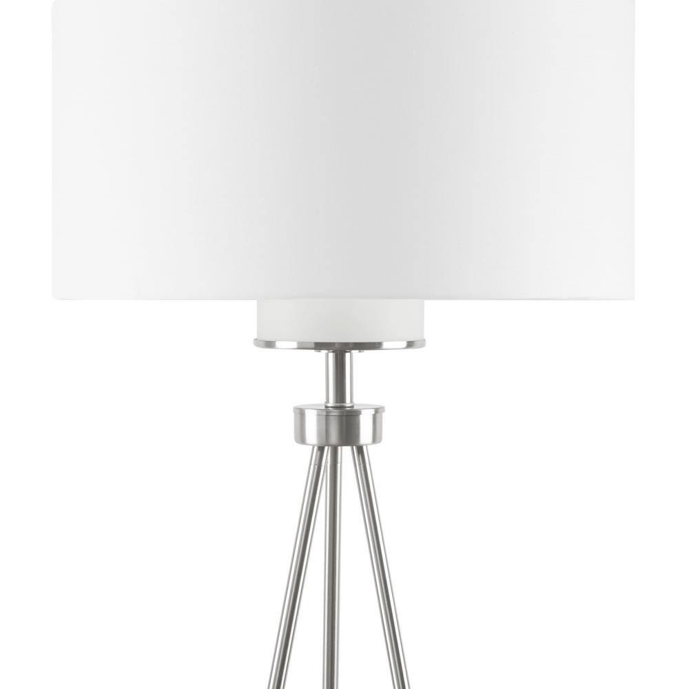 Ink+Ivy 64.5" Pacific Tripod Metal Floor Lamp (Includes LED Light Bulb) Silver: Modern Design, Cotton Shade
