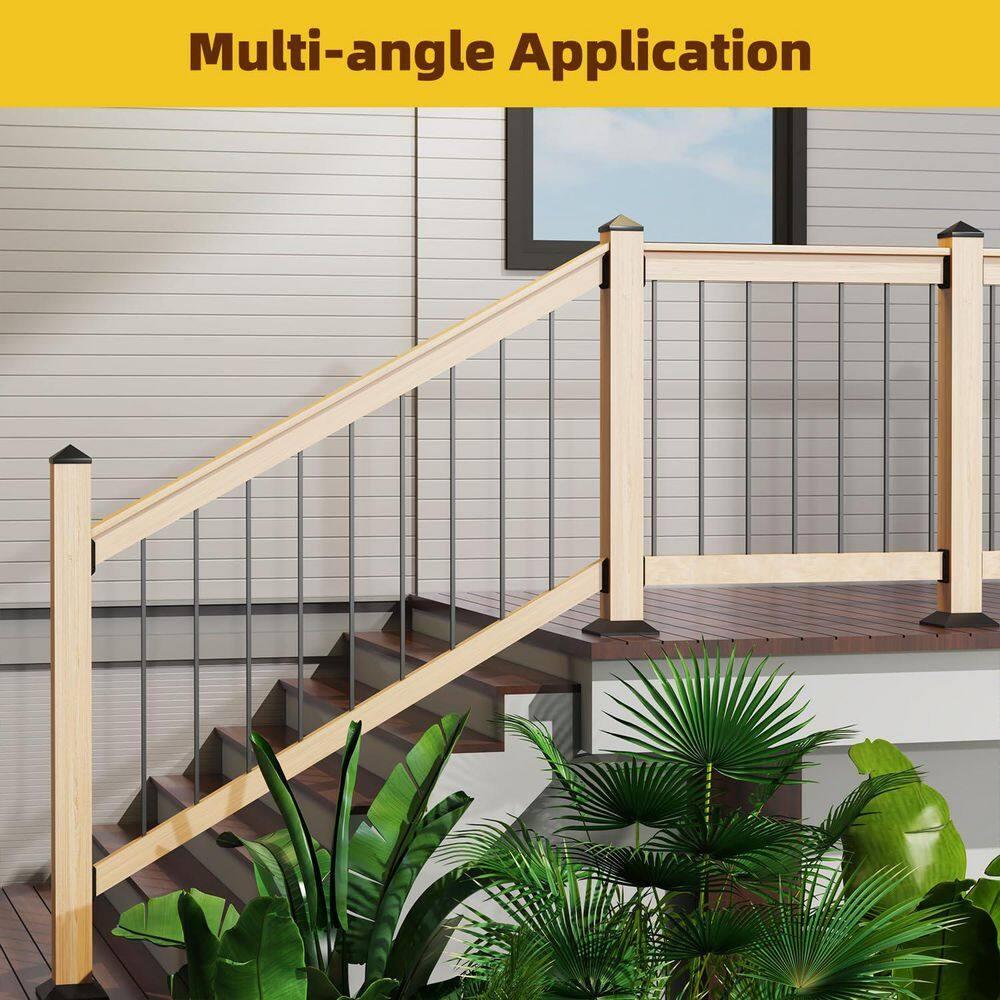 30 Pcs Deck Railing Bracket Connectors for 2"×4“ (Actually 1.5”x3.5“) Wood Post to Handrail Connection, Railing Connectors with 210 Pcs Galvanized Black Screws for Wooden Stair Fence Railings