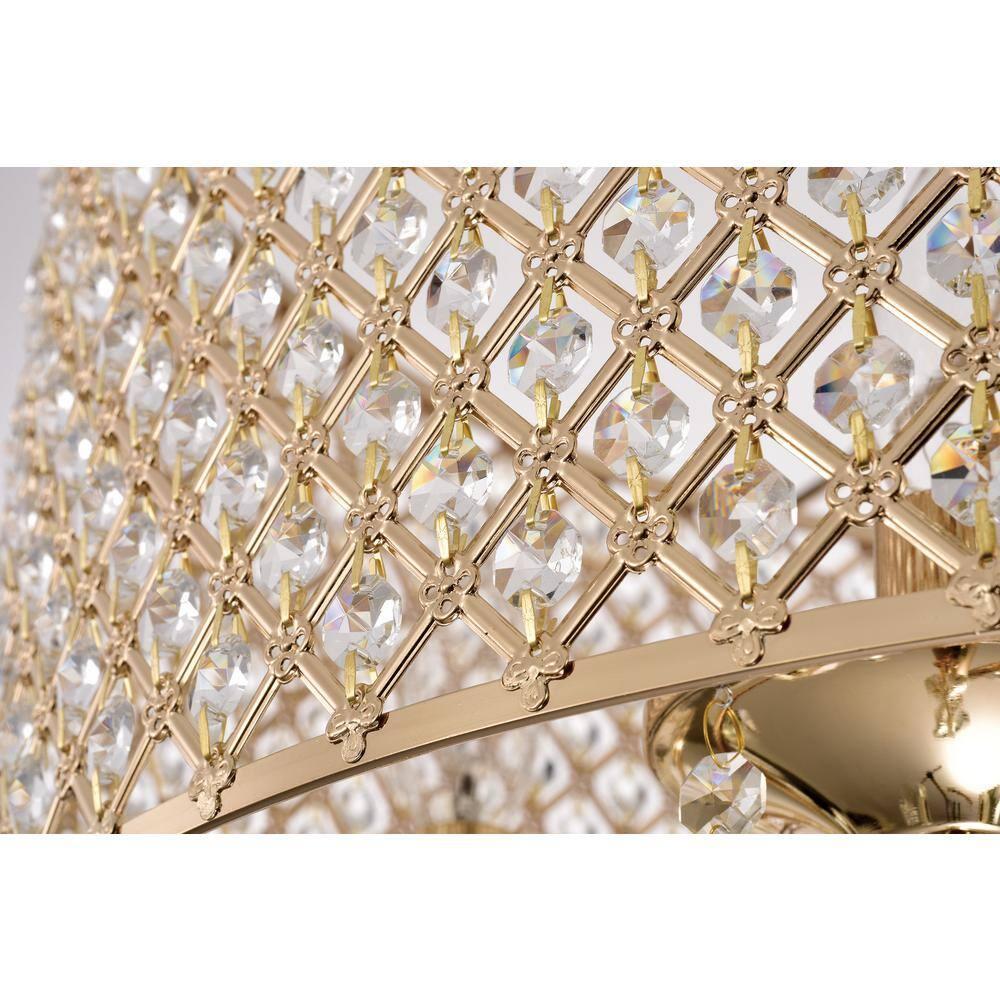 EDVIVI LIGHTING Round Beaded Drum Chandelier with Hanging Crystals Gold 6 22" Gold