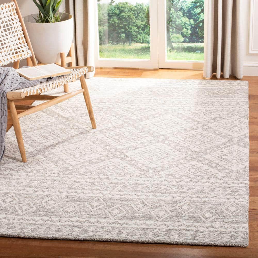 Micro-Loop MLP501 Hand Tufted Indoor Area Rug - Dark Grey/Ivory - 4'x6' - Safavieh