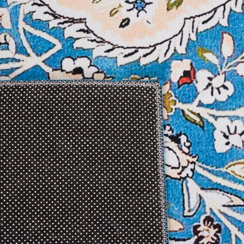 Tucson TSN136 Power Loomed Machine Washable Area Rug - Turquoise/Beige - 6'x6' - Safavieh.