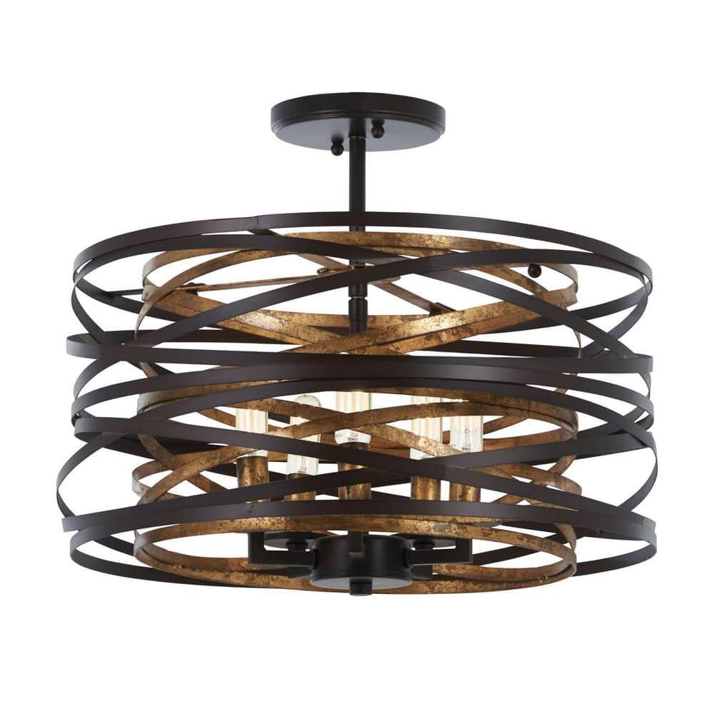 Minka Lavery Dark Bronze Mosaic Gold Pendant Chandelier 16" Wide Modern 5-Light Fixture for Dining Room House Foyer Kitchen Home