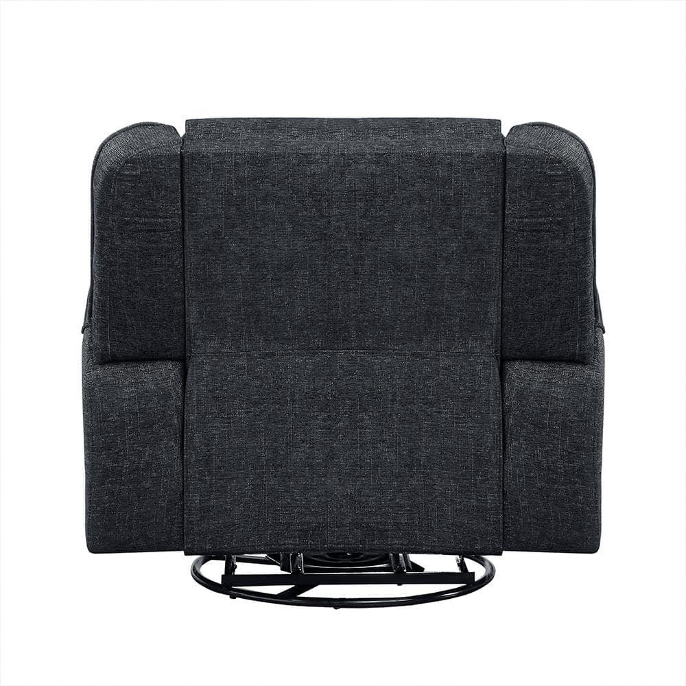 Lexicon Monterey Chenille Upholstered Swivel Reclining Chair in Ebony