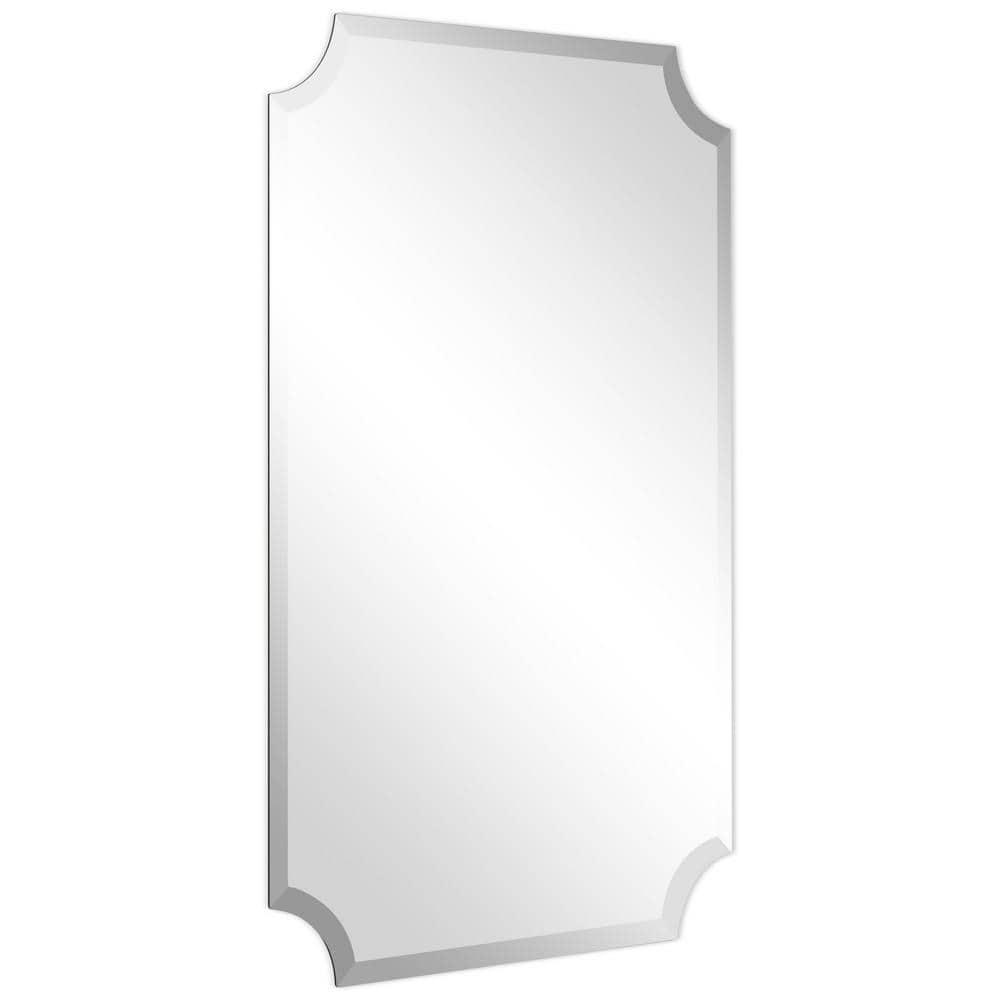 Empire Art Direct Frameless Rectangle Scalloped Beveled Wall Mirror - Clear 24 in. x 0.39 in. x 36 in.