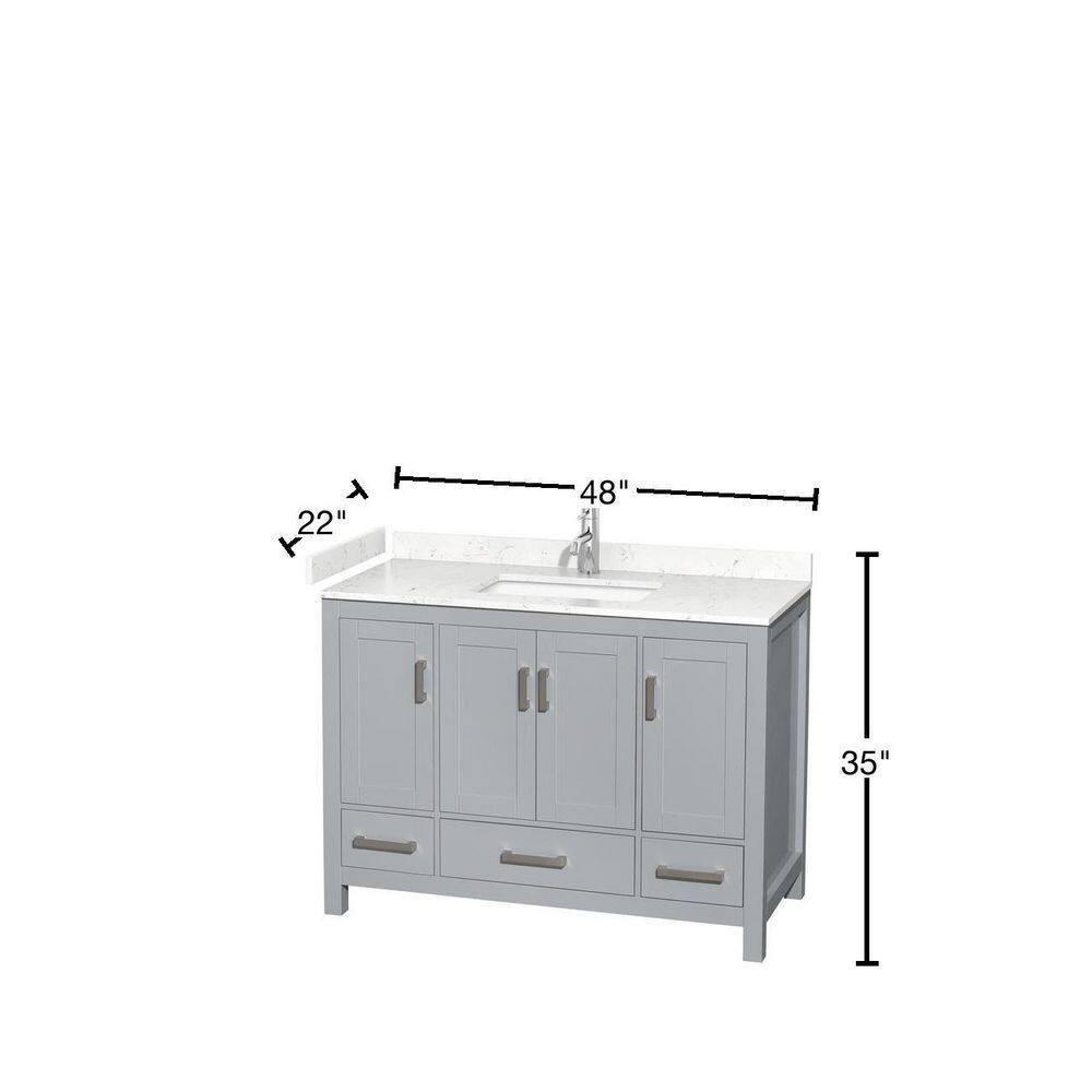Wyndham Collection Sheffield 48" Freestanding Single Bathroom Vanity with Cultured Marble Top