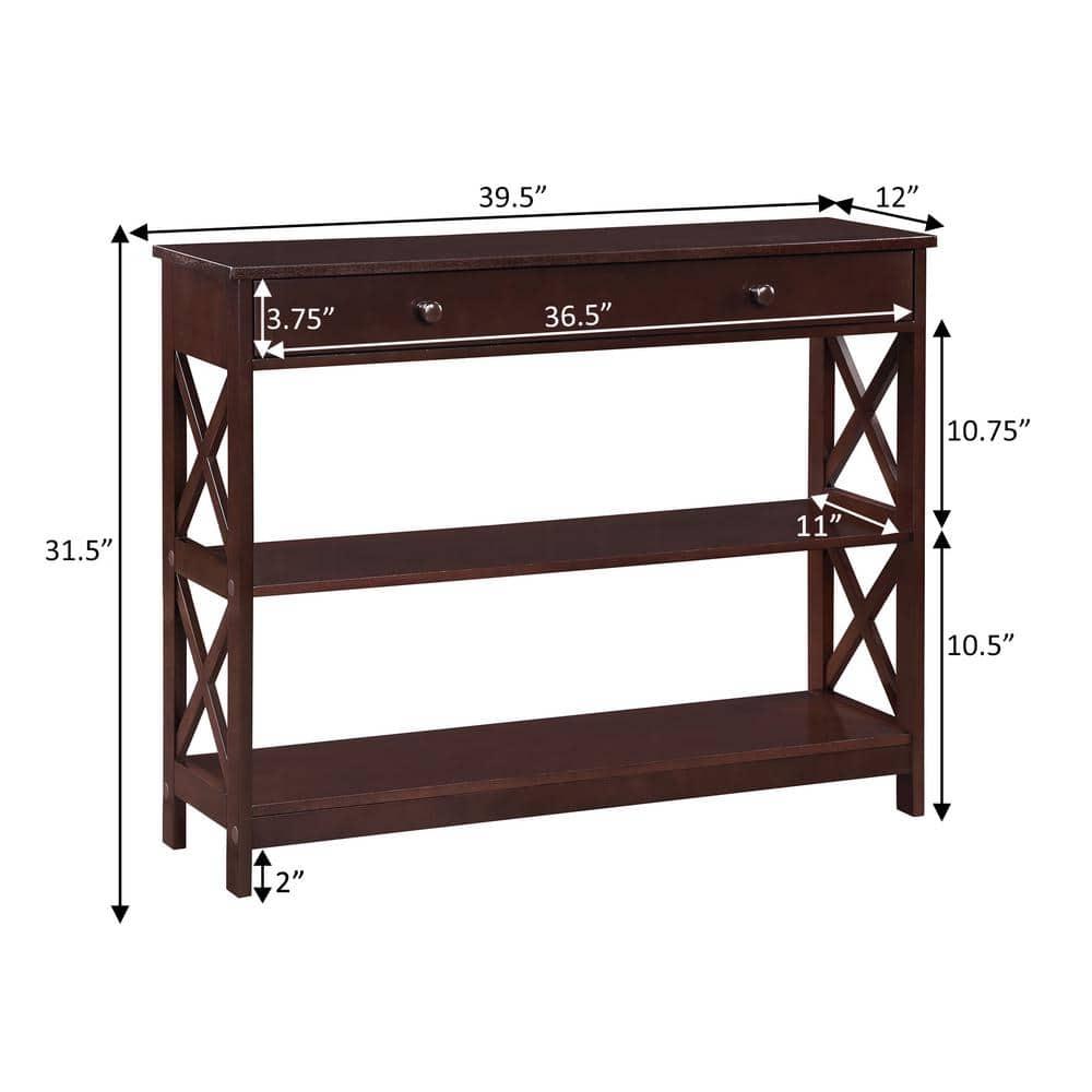 Convenience Concepts Oxford  Console Table with Drawer in Espresso Wood Finish