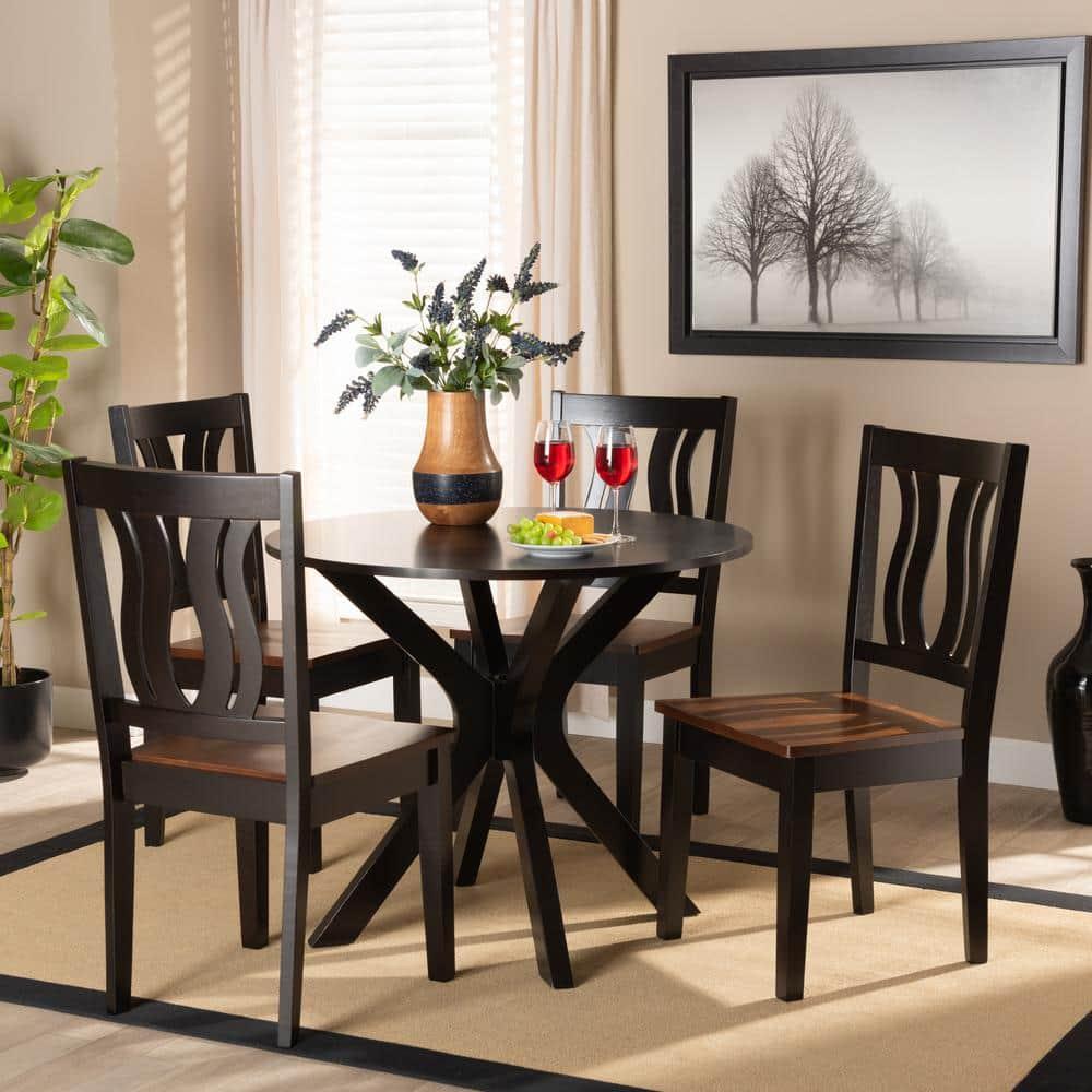Baxton Studio Mare Modern and Contemporary Transitional Two-Tone Dark Brown and Walnut Brown Finished Wood 5-Piece