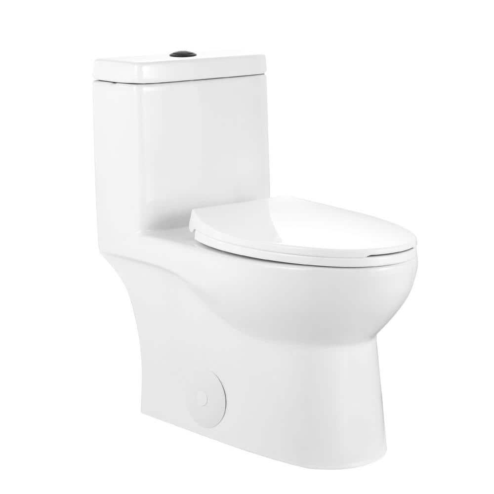 DeerValley Ally Dual-Flush Elongated One-Piece Toilet with Glazed Surface Modern Toilet with Comfort Seat Height  (Seat Included) DV-1F52816-Black