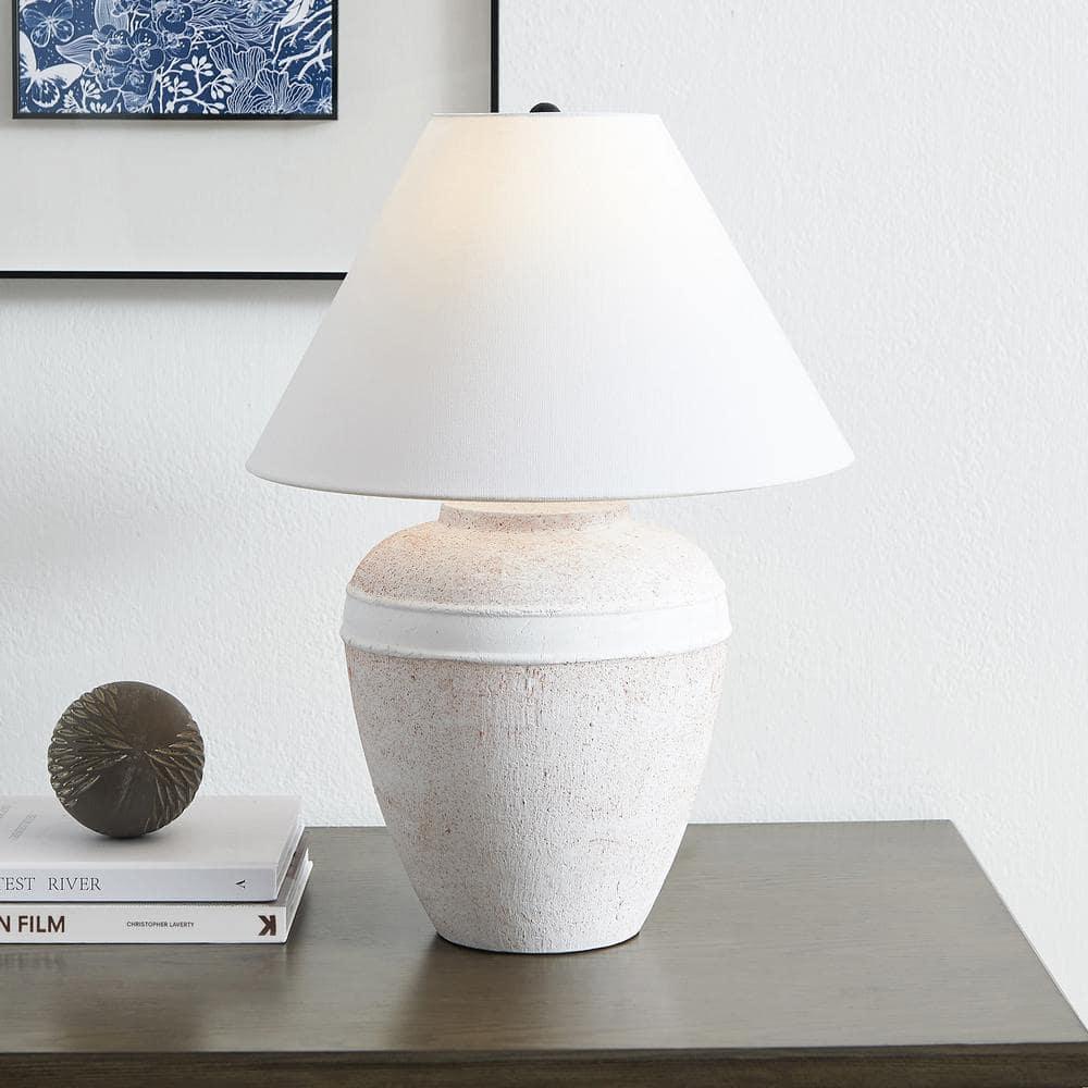 Evelyn&Zoe Chiara 22.5" Modern Ceramic Table Lamp with White Cone Fabric Shade