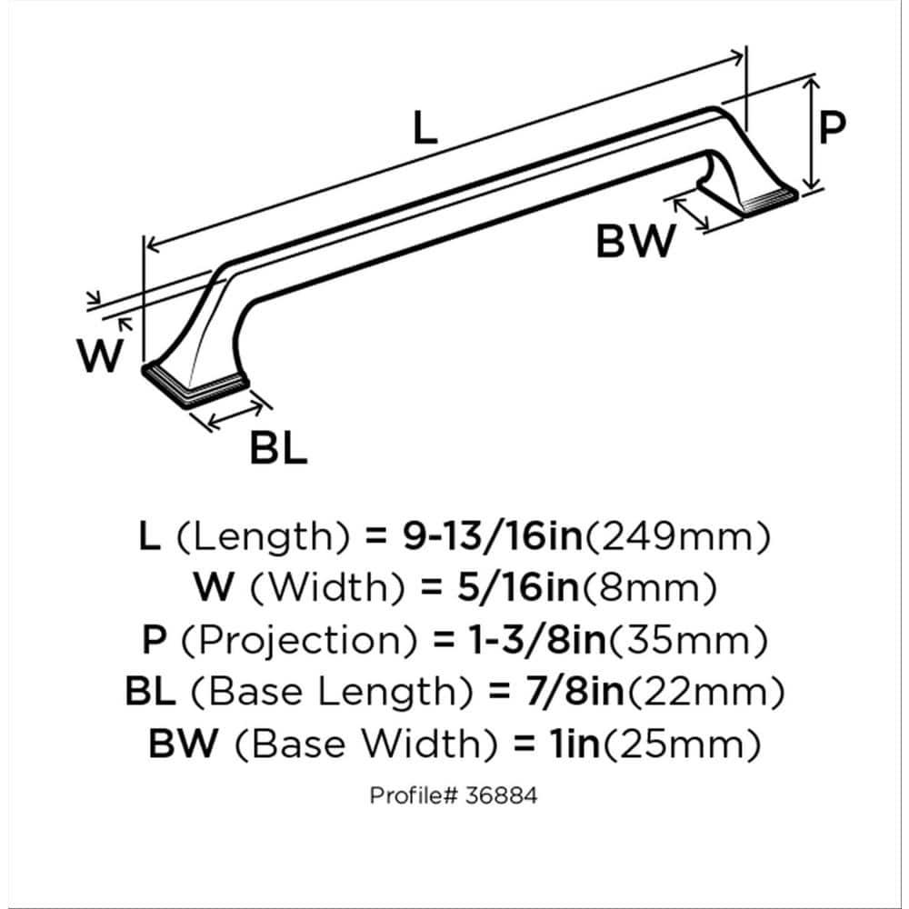 Amerock Exceed 8-13/16 inch (224mm) Center-to-Center Satin Nickel Cabinet Pull