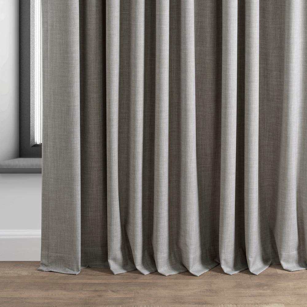 Exclusive Fabrics  Performance Linen Extrawide Hotel Blackout Curtain (1 Panel) 100 X 108 - Dark Greige
