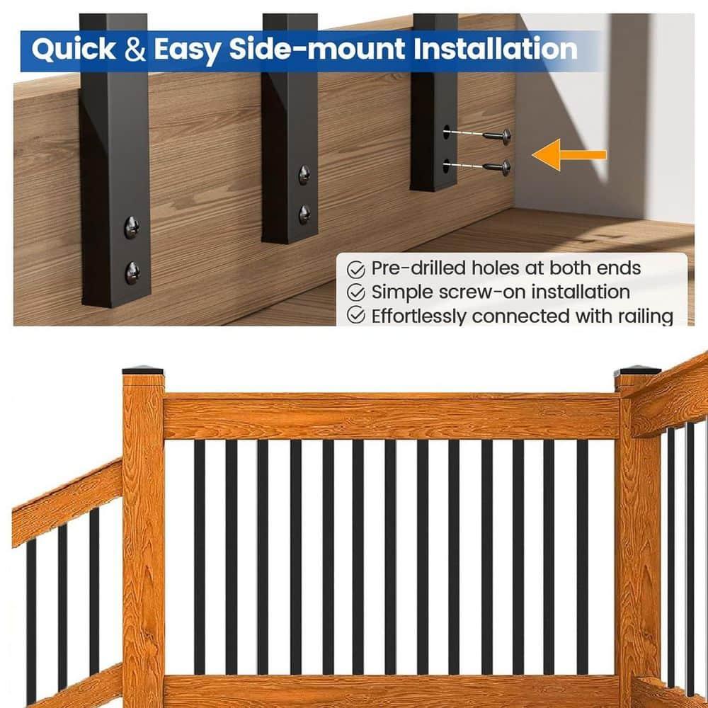 26 Pack Deck Balusters 36”Thicker Rectangle Staircase Baluster Black Metal Deck Spindle and Stairs Railing,Hollow Rectangle Deck Balusters for Deck Railing Porch