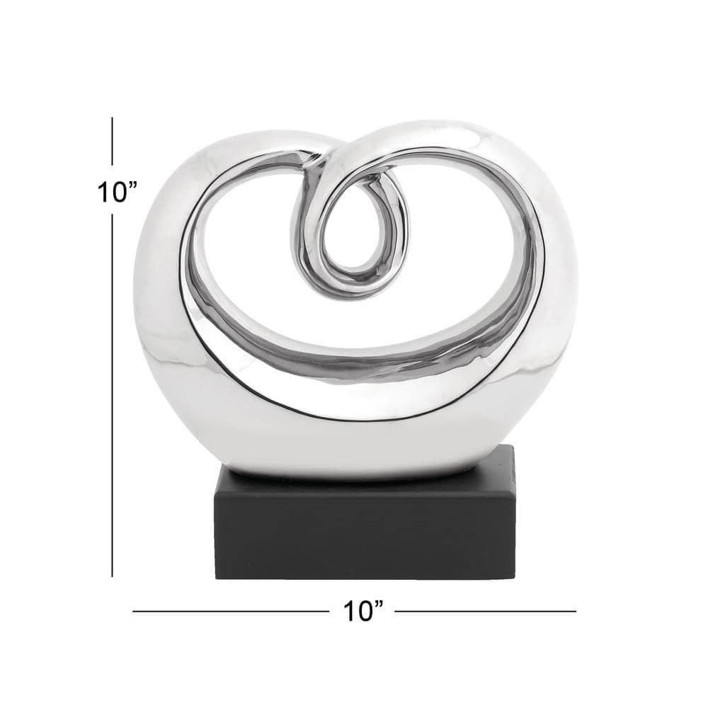 Wrought Studio™ Allye Ceramic Swirl Abstract Decorative Silver Sculpture with Black Base