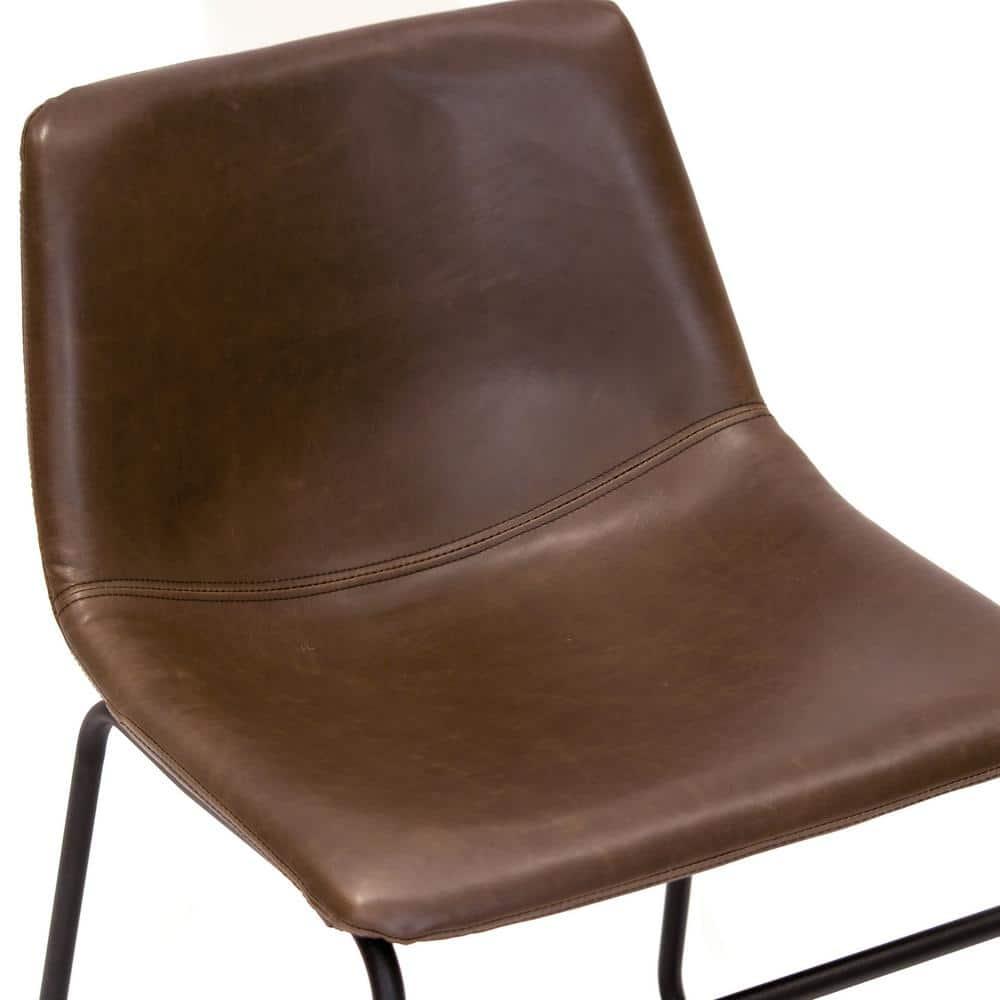 Glamour Home Adan 28.5" Modern Faux Leather Bar Stools in Dark Brown (Set of 2)