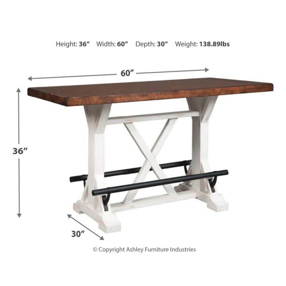 Signature Design By Ashley Casual Valebeck Counter Height Dining Table White/Brown