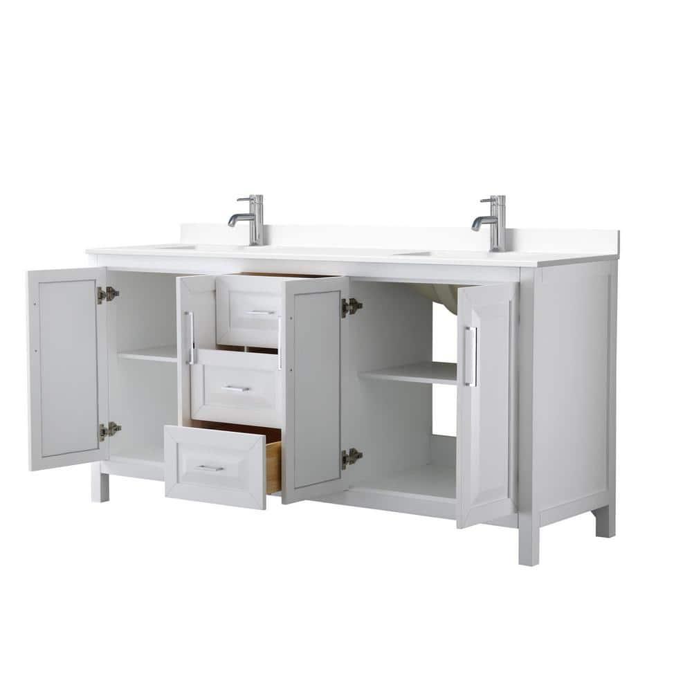 Wyndham Collection Daria 72'' Double Bathroom Vanity with Carrara Marble Top