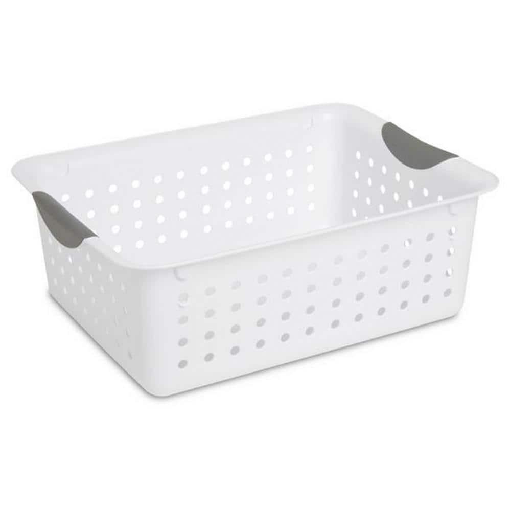 Sterilite Medium Ultra Basket, Storage Bin to Organize Closets, Cabinets, Pantry, Shelving and Countertop Space, White, 6-Pack