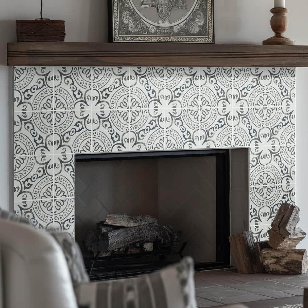 Amara 8" x 8" Encaustic Look Matte Porcelain Floor & Wall Tile