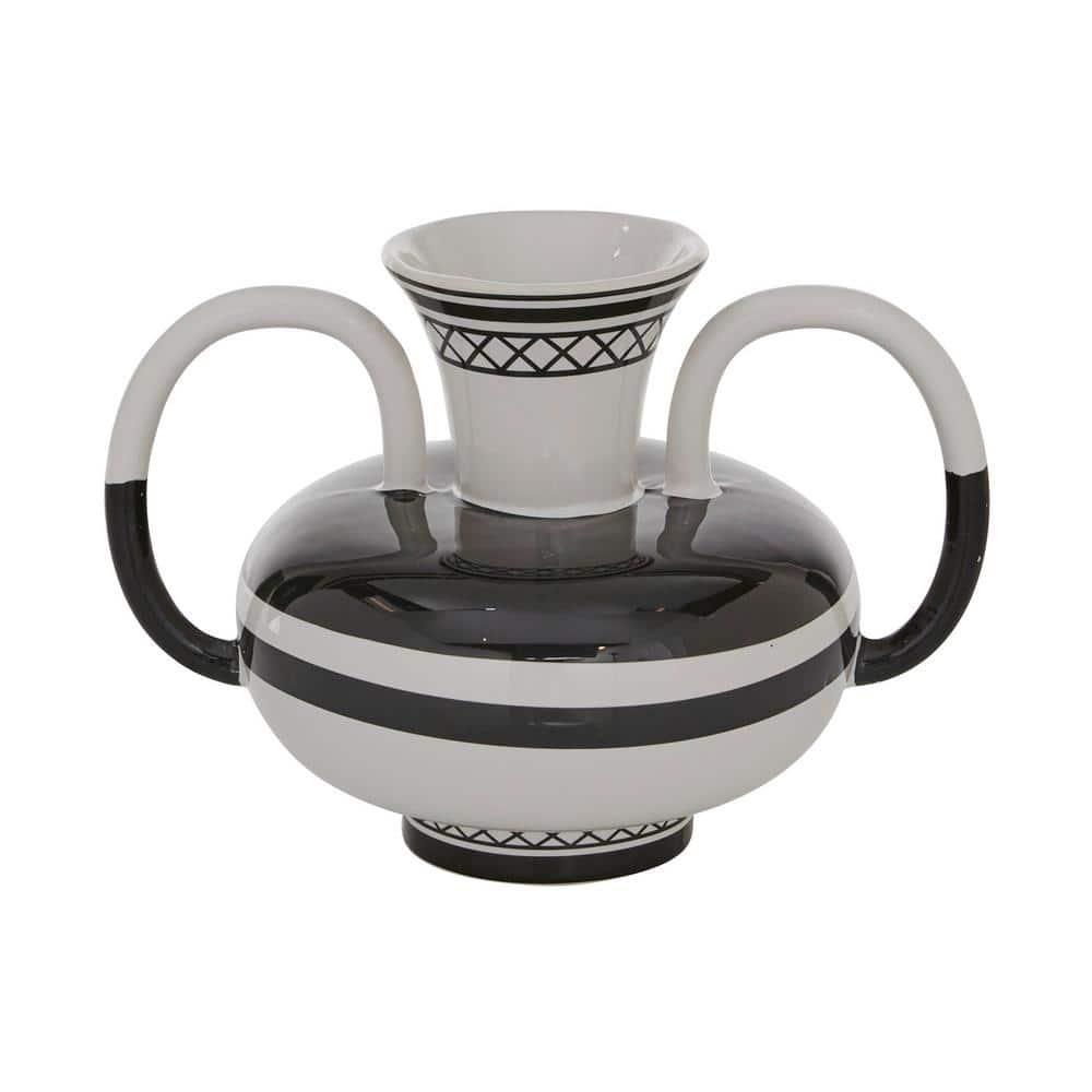 Ceramic Decorative White Vase with Handles