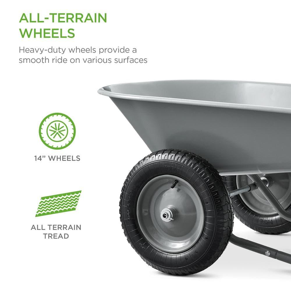 Best Choice Products Best Choice Products Dual-Wheel Home Wheelbarrow Yard Garden Cart For Lawn, Construction