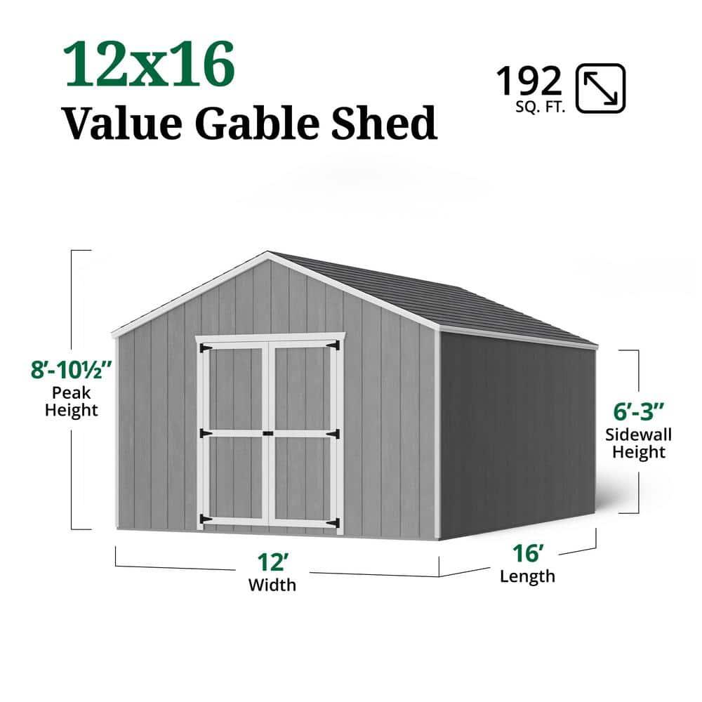 Little Cottage Co. 12x16 Value Gable Shed, Outdoor Wood Storage Do-It-Yourself Precut Kit