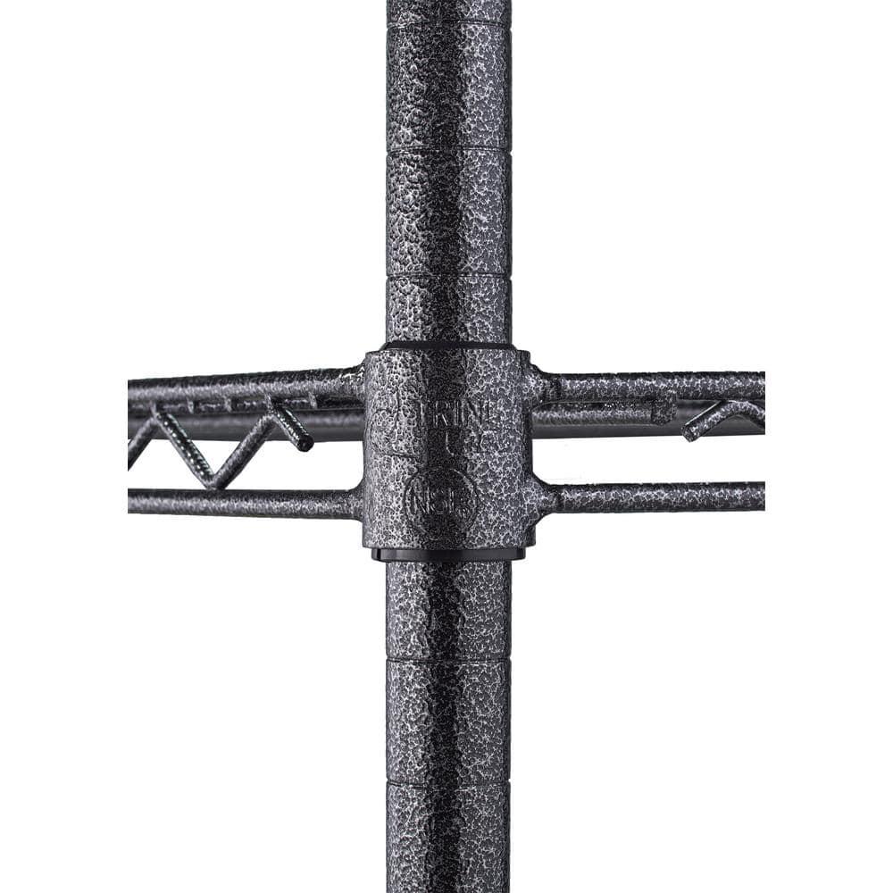 Industrial Black Steel 5-Tier Wire Shelving Unit with Wheels