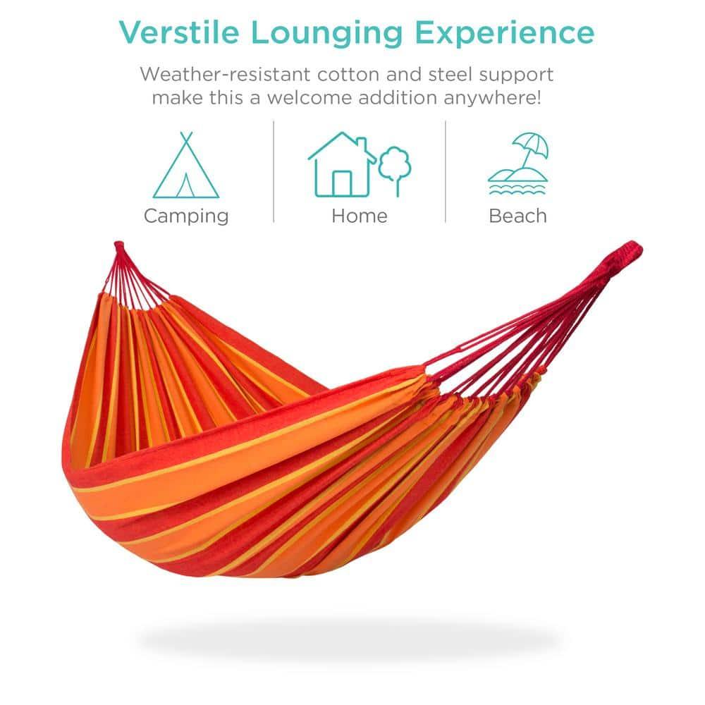 Kirkby 2-Person Brazilian-Style Cotton Double Hammock Bed w/ Portable Carrying Bag