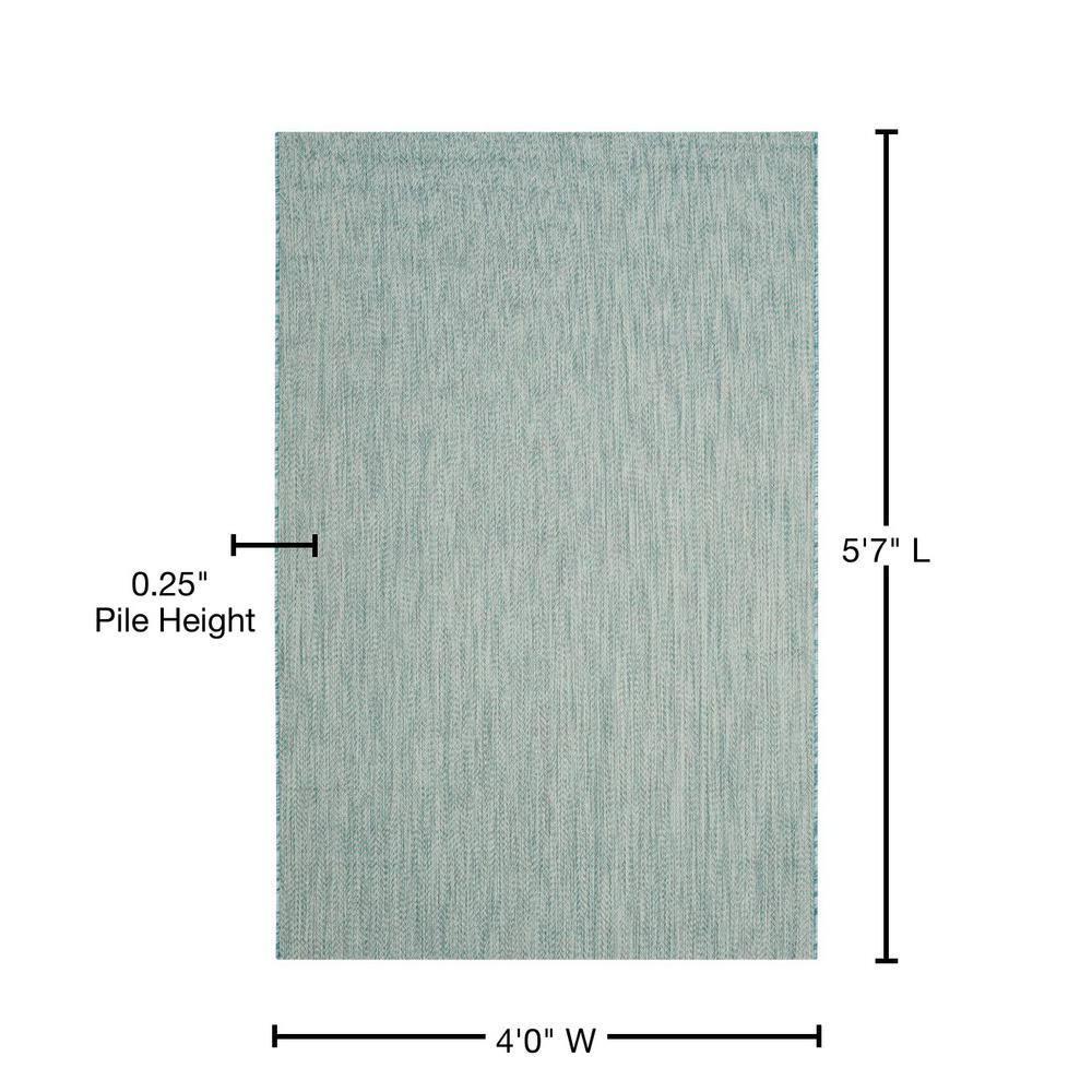 Courtyard CY8022 Power Loomed Indoor and Outdoor Area Rug - Aqua/Grey - 4'x5'7" - Safavieh