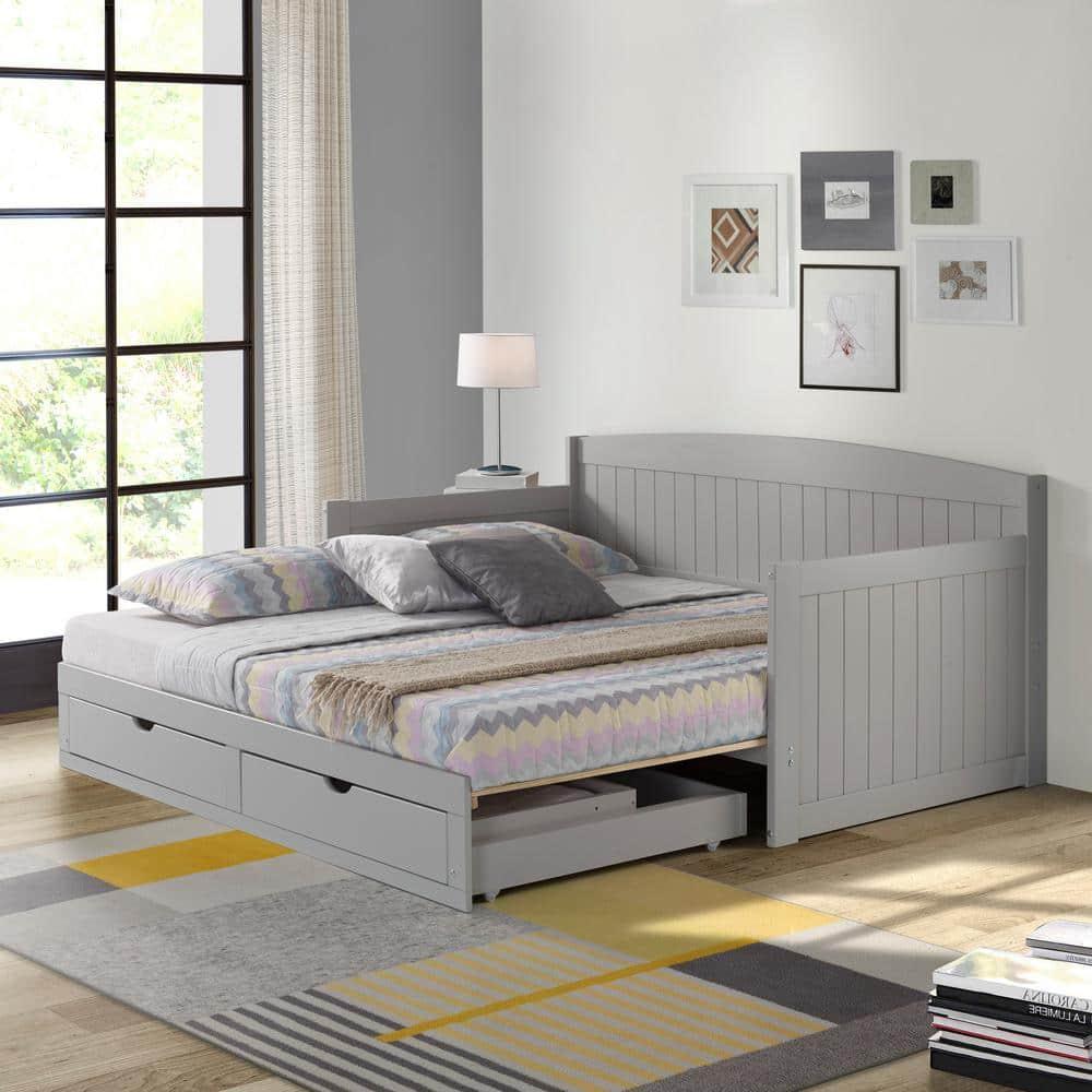 Alaterre Furniture King Harmony Kids' Daybed with Conversion Dove Gray
