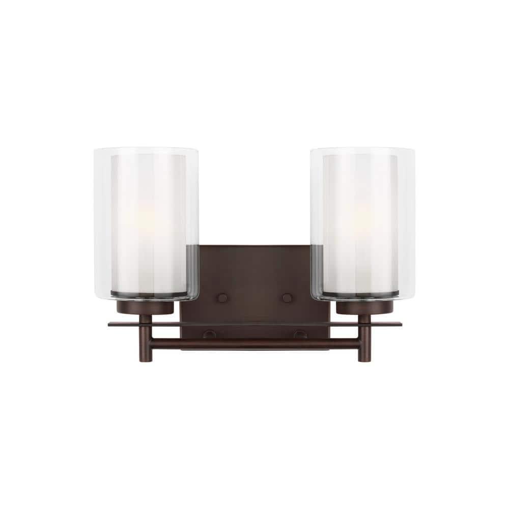 Generation Lighting 4437302-710 Elmwood Park Two - Light Wall/Bath Vanity Style Fixture, Bronze