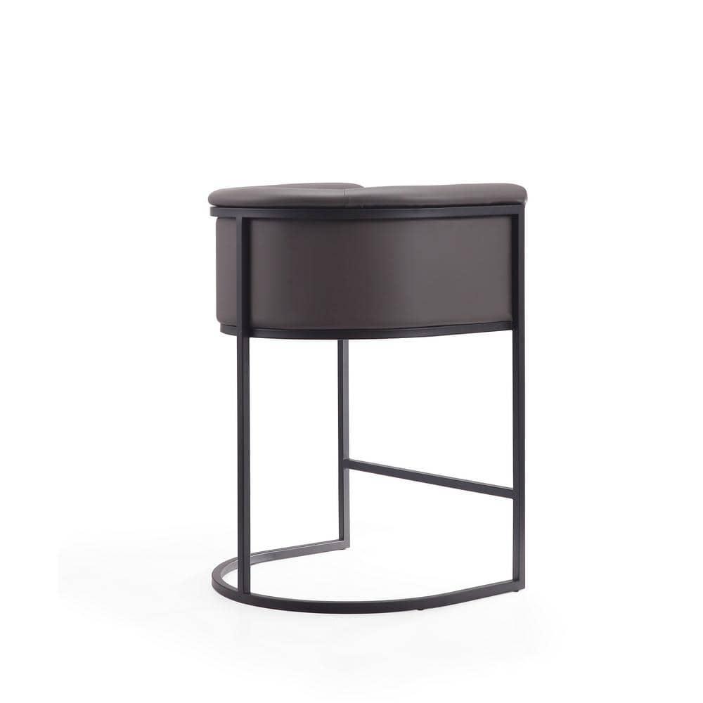 Manhattan Comfort Cosmopolitan Metal Counter Height Barstool Pebble: Upholstered, Low Back, Armrest