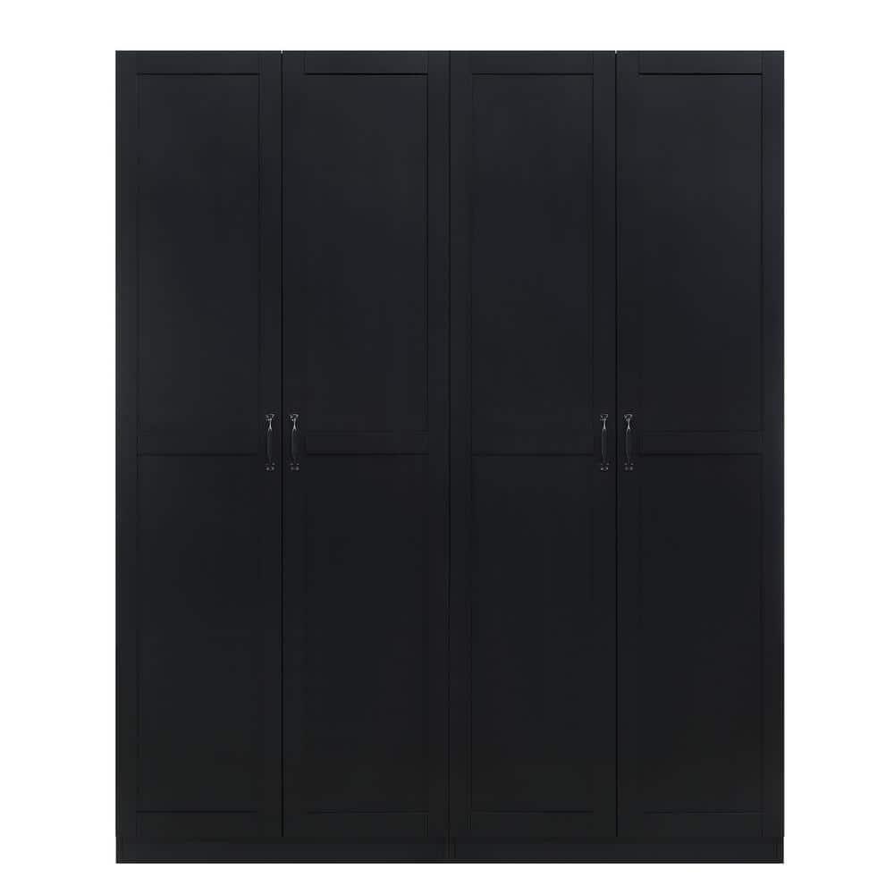 Set of 2 Hopkins Modern 4 Shelf Storage Closets Black - Manhattan Comfort