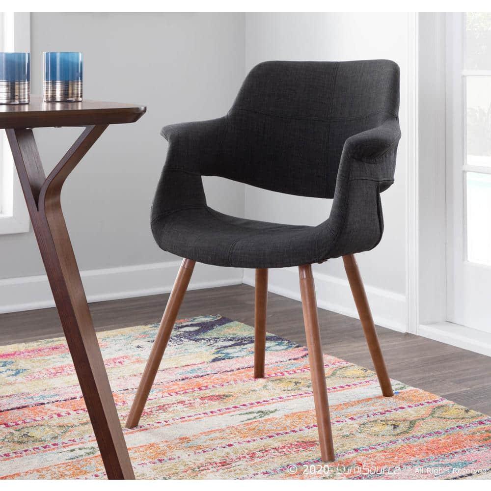 LumiSource Vintage Flair Mid-Century Modern Chair Walnut/Charcoal Gray: Polyester Upholstery, Wood Legs, Spot Clean