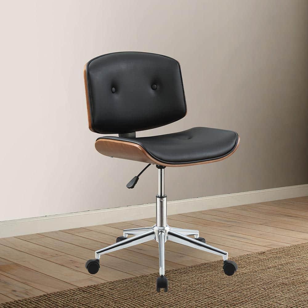 Miekor Furniture Camila Office Chair in Black Pu & Walnut