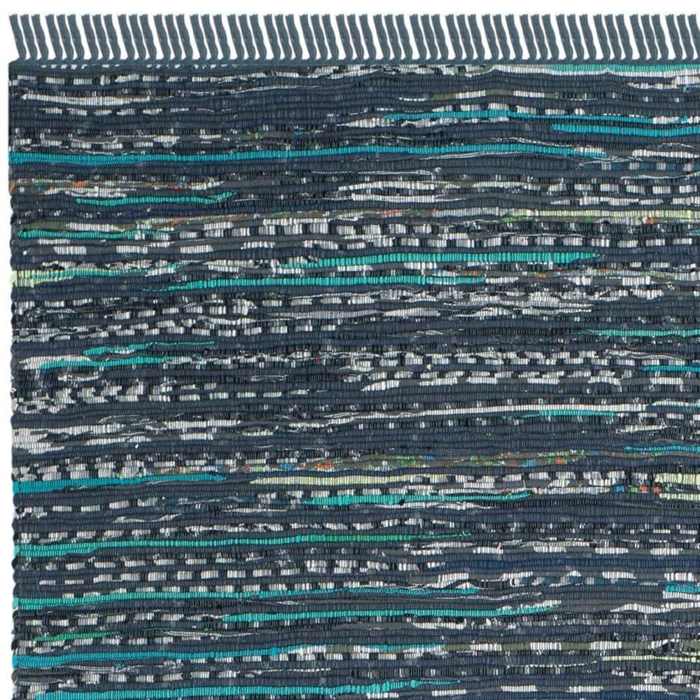 Rag Rug RAR121 Hand Woven Indoor Area Rug - 6'x9' - Ink/Multi - Safavieh