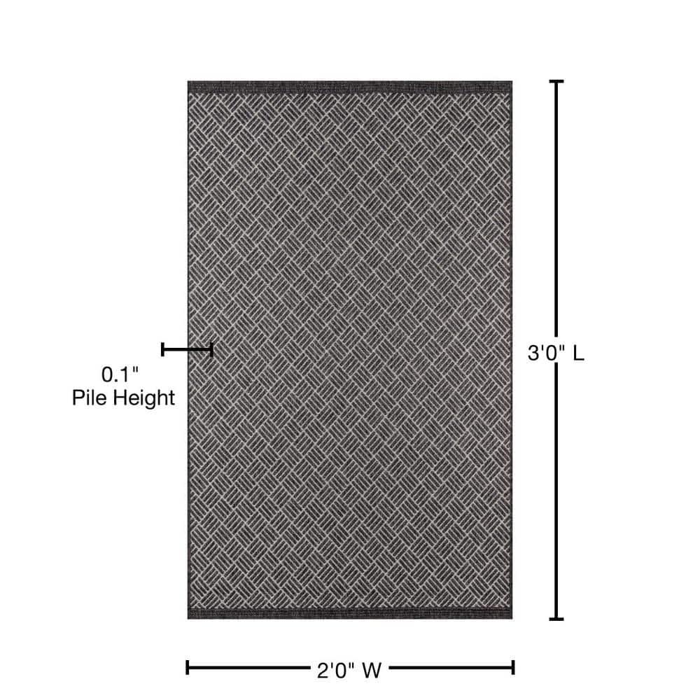 Momeni Como Polypropylene Machine Made Charcoal Indoor Outdoor Rug 2' X 3'