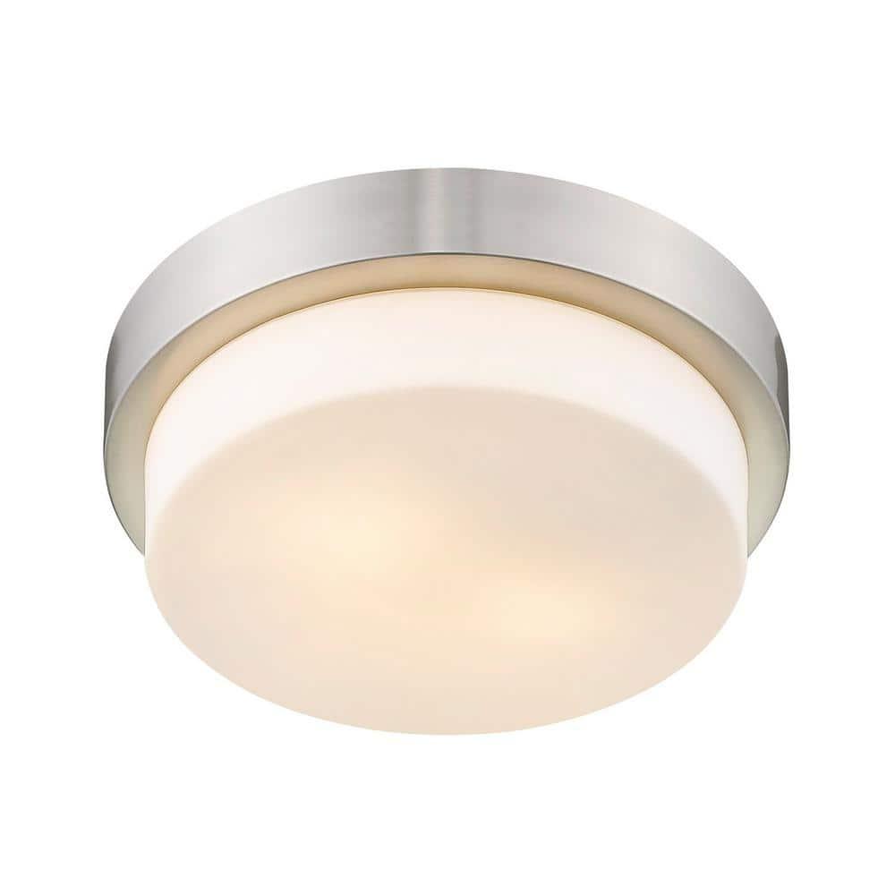 Golden Lighting Multi-Family 11" 2-Light Flush Mount in Pewter with Opal Glass
