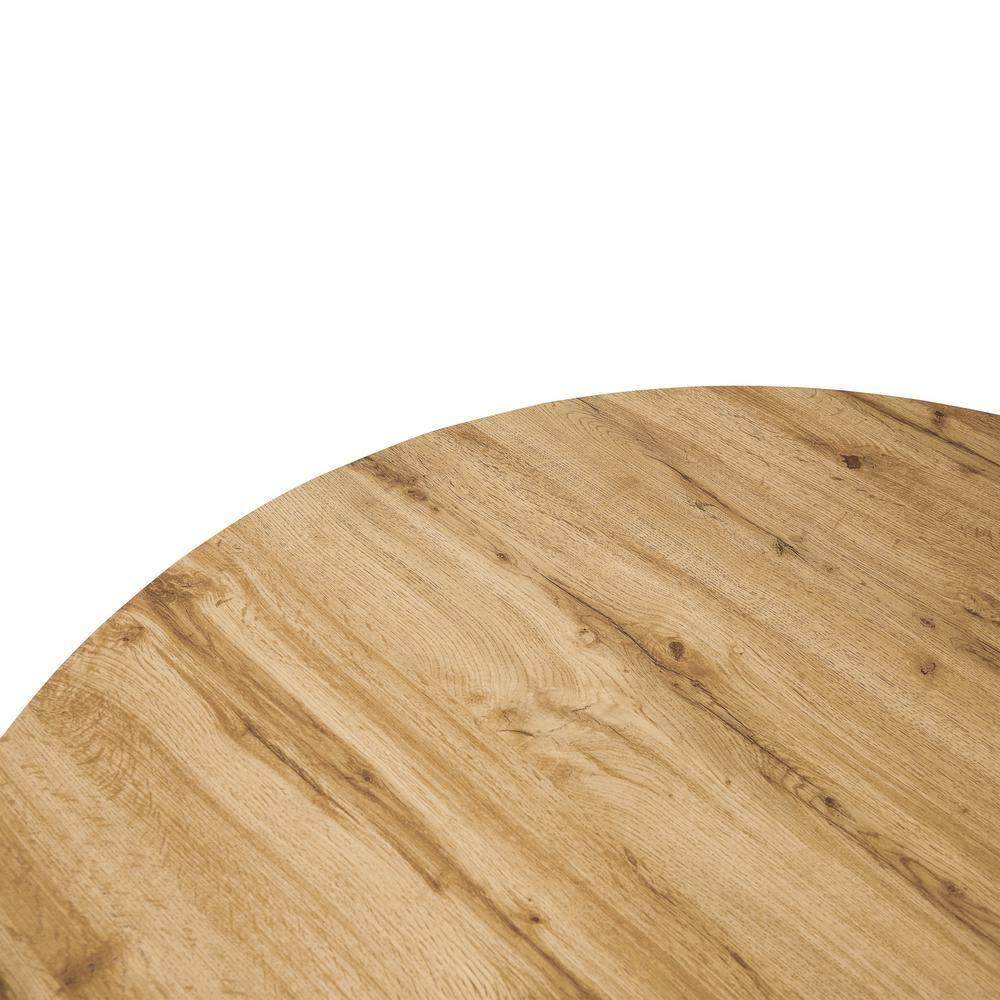 LeisureMod Ravenna 47" Round Wood Dining Table with Modern Metal Base - Sleek Design, Perfect for Dining Rooms, Natural Wood