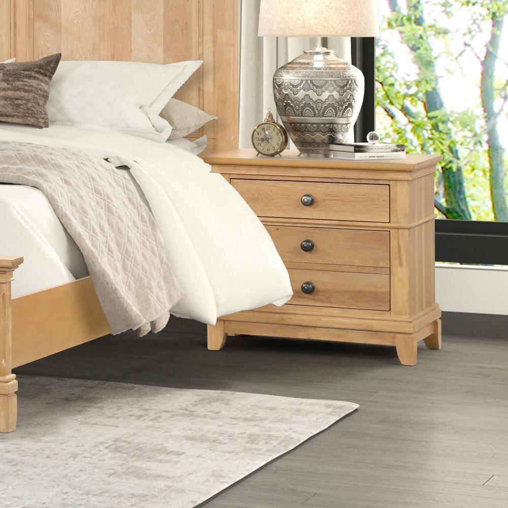 Furniture of America Stratford 2-Drawer Solid Wood Adult Bedroom Nightstand, Natural Oak