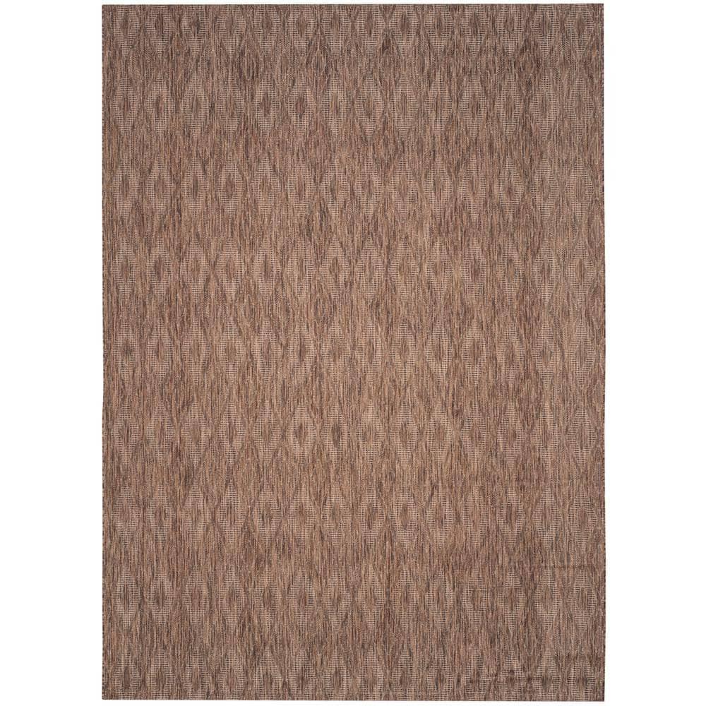 SAFAVIEH Courtyard Teodor Geometric Indoor/Outdoor Area Rug, Brown/Brown, 9' x 12'