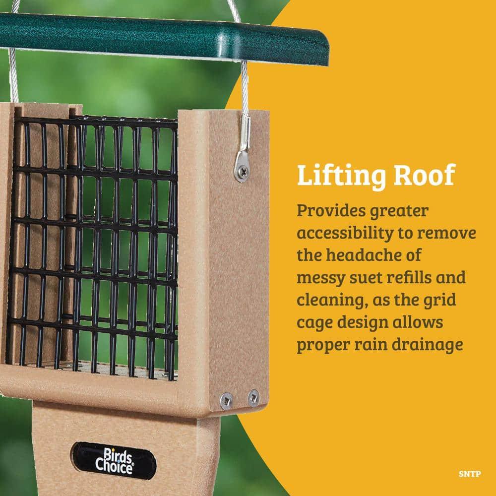 Birds Choice Birds Choice 12" Recycled Single Cake Tail Prop Suet Feeder, Taupe/Green