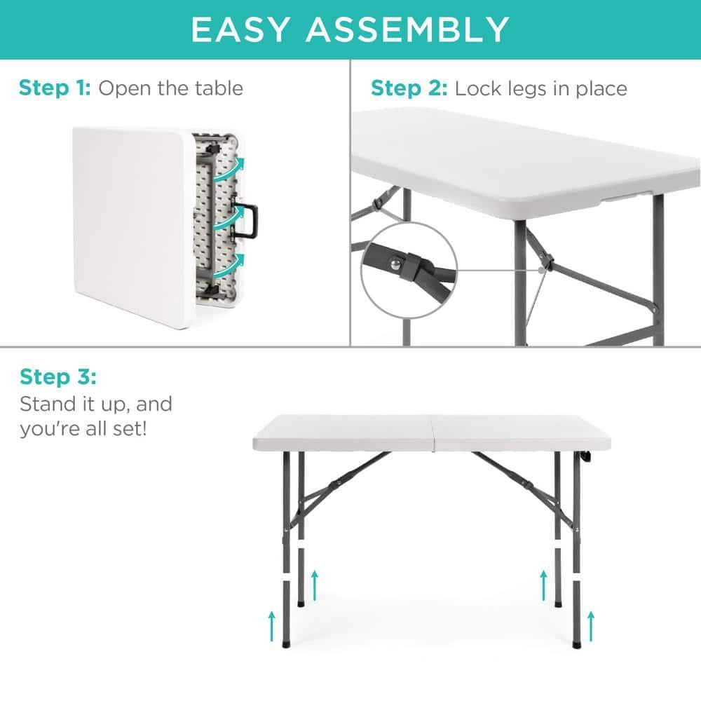 Best Choice Products Plastic Folding Table, Indoor Outdoor Heavy Duty Portable w/ Handle, Lock for Picnic