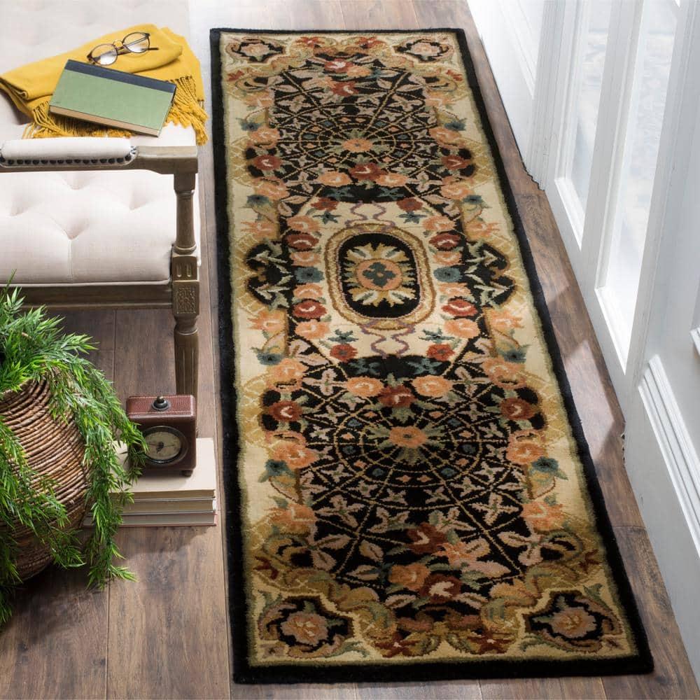 Classic CL304 Hand Tufted Runner Rug - Black/Gold - 2'3"x12' - Safavieh.