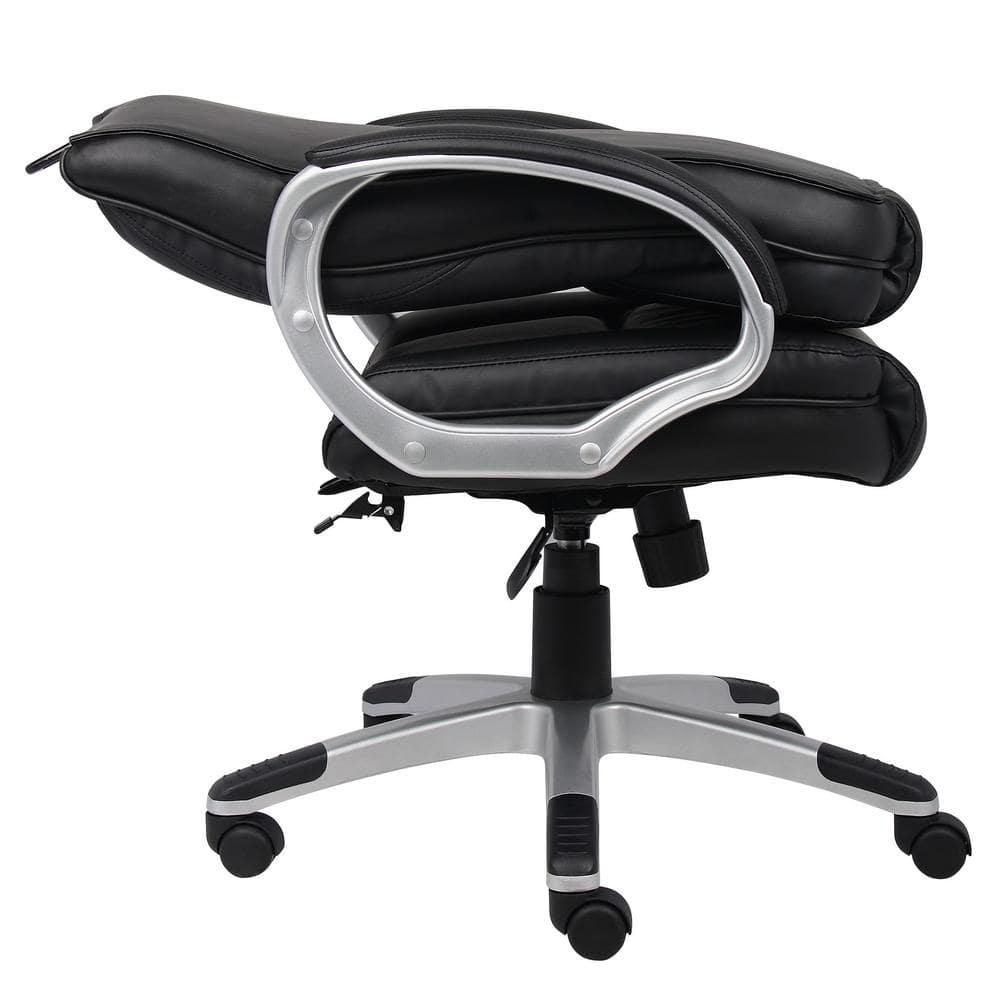 Executive Leatherplus Chair Black - Boss Office Products: High Back, Waterfall Seat, No Tool Assembly