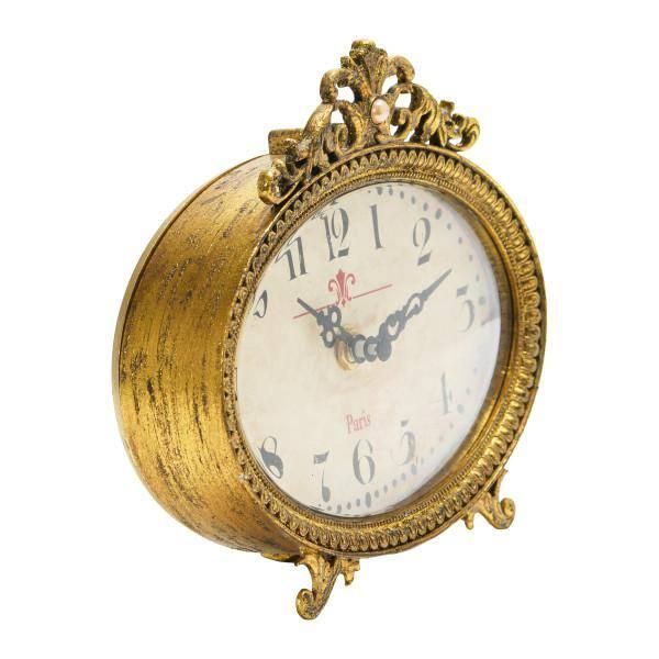 Creative Co-Op Distressed Pewter Mantel Clock, Gold Finish