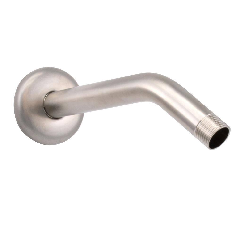 Westbrass CO561-07 5" Round Thin 5-Function Adjustable Spray Shower Head with 8" Wall Mount Arm, Satin Nickel