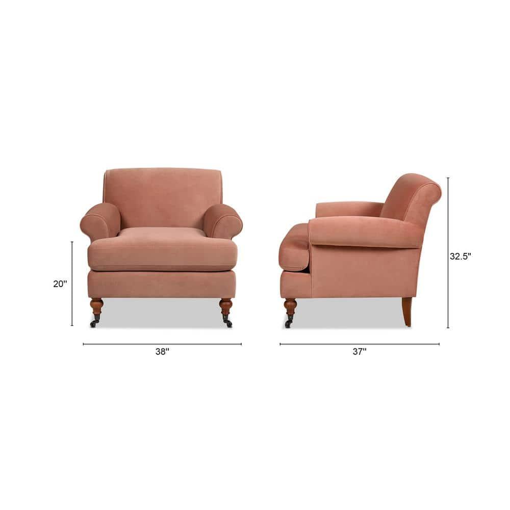 Jennifer Taylor Home Alana 38" Lawson Large Living Room Accent Arm Chair with Metal Casters, Peach Orange