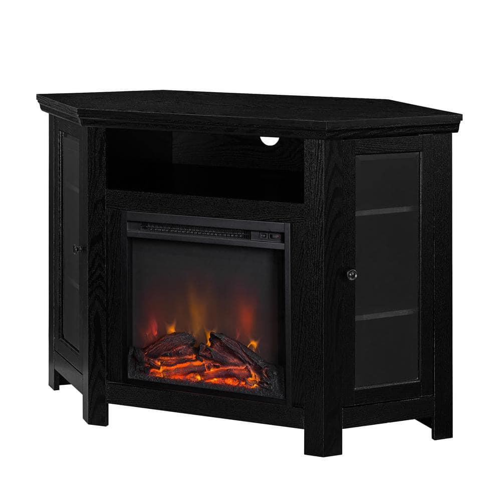 Walker Edison Black Corner Fireplace TV Stand for TVs Up to 50"