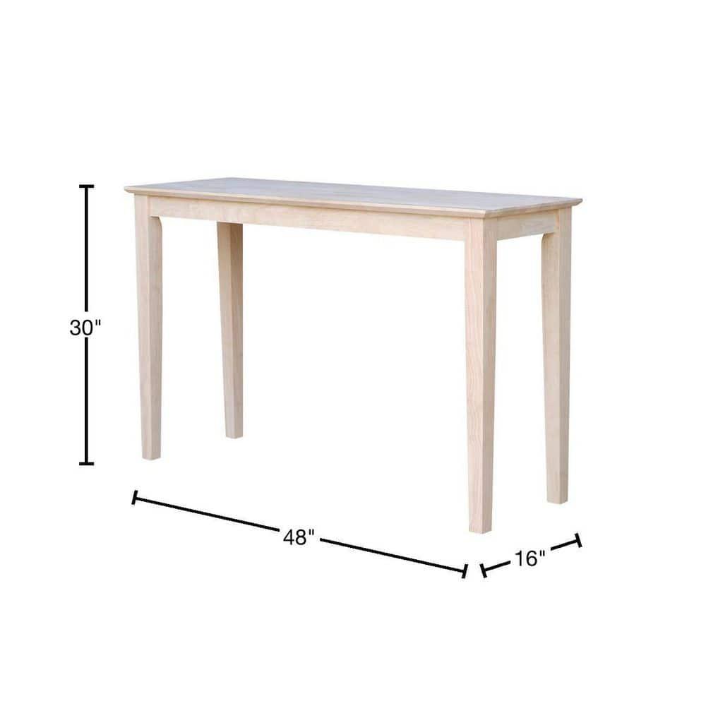 International Concepts 48" Shaker Table Unfinished: Hardwood Entryway Furniture, Spot Clean, No Warranty