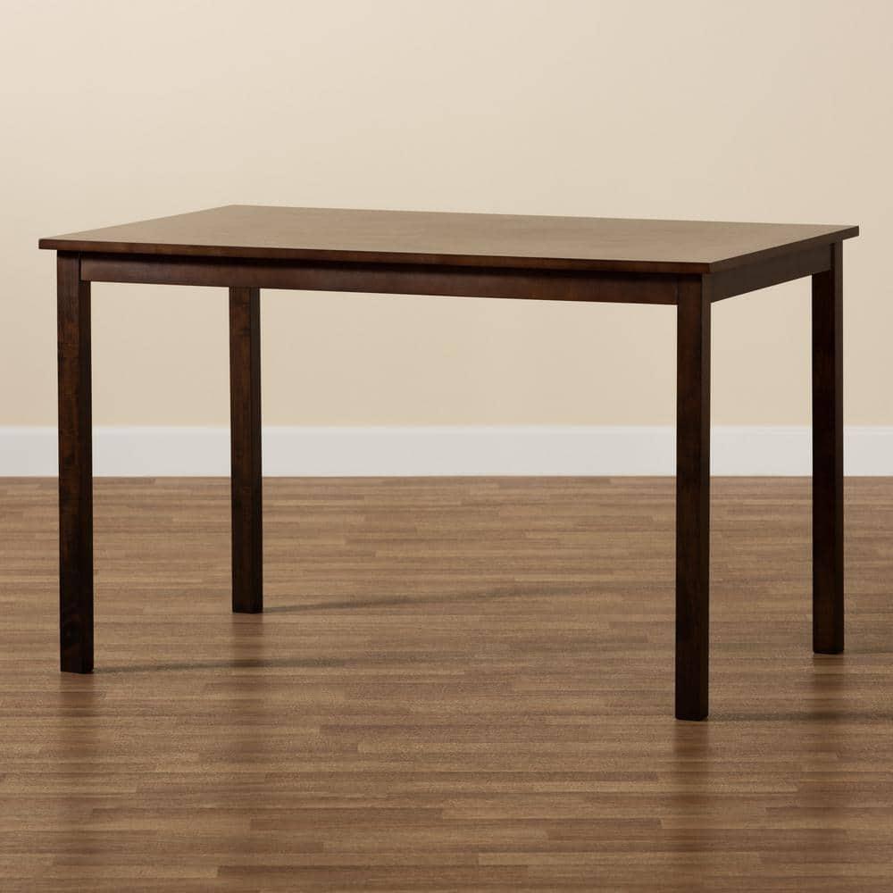 Andrew Modern Dining Table Dark Brown - Baxton Studio: Sturdy Rubberwood, Non-Extension, Seats 4